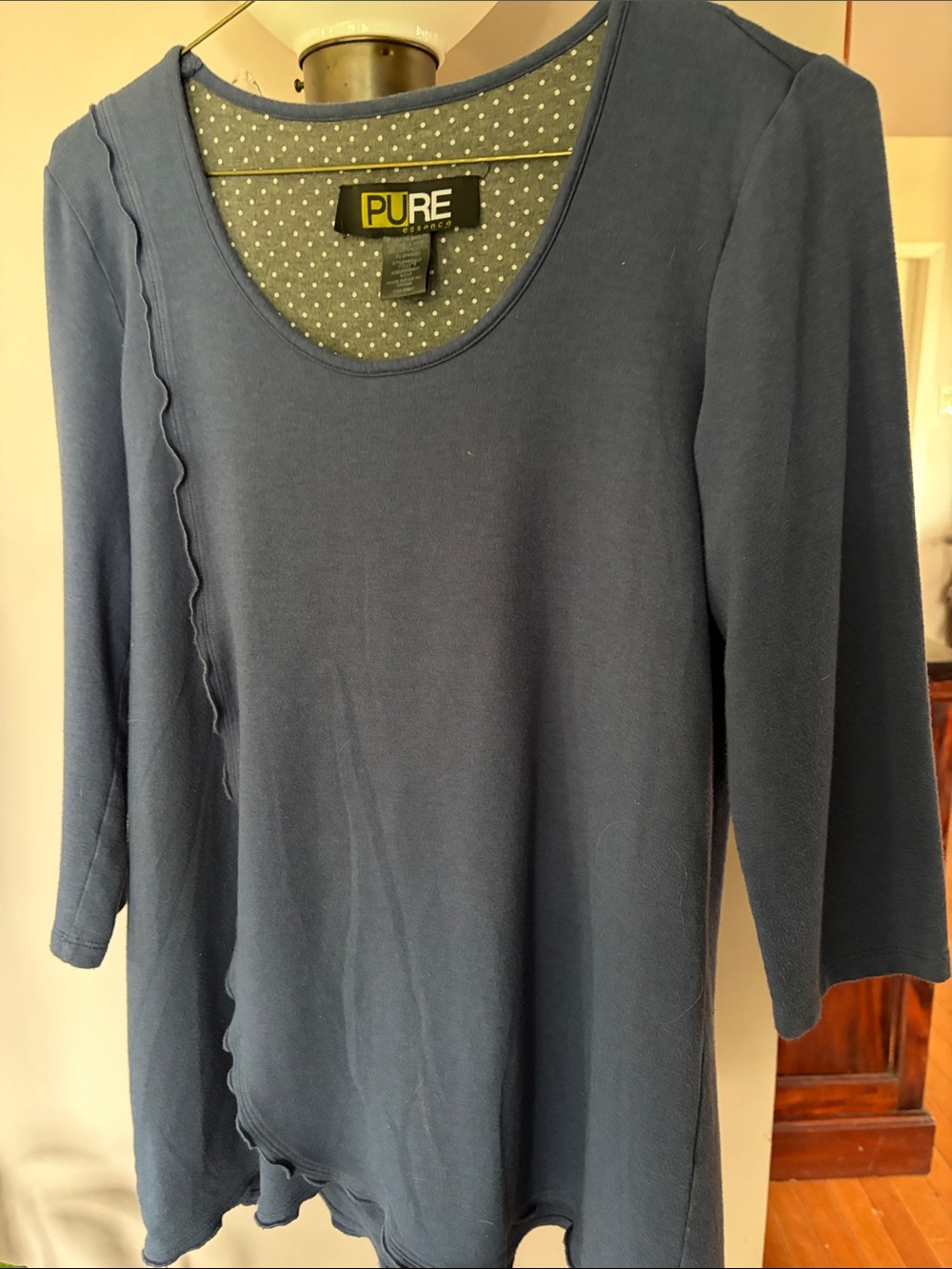 PURE Women's Slate Blue Scoop Neck Tunic Top